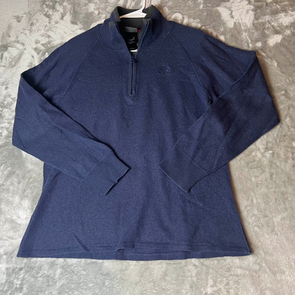 The North Face Quarter Zip Pullover Mens Large Cotton Wool‎ blend Runs Small